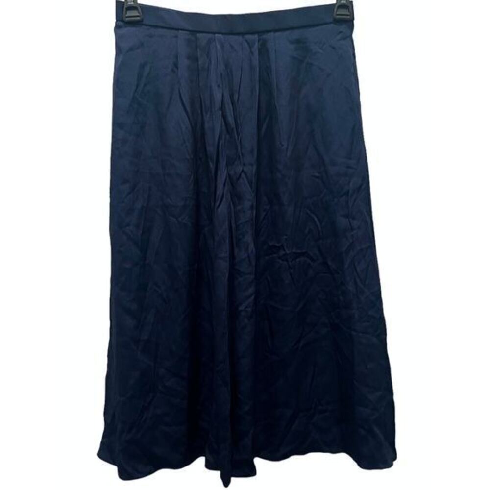 ILGWU navy blue VTG Made in USA handmade pleated skirt midi 50’s secretary sz 12